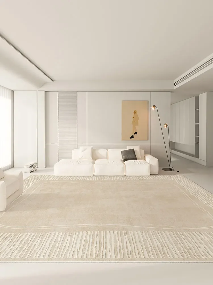 Line Beige Luxury Carpet Large Area Living Room Carpets Comfortable Refreshing Bedroom Decoration Rug Minimalist Balcony Rugs IG