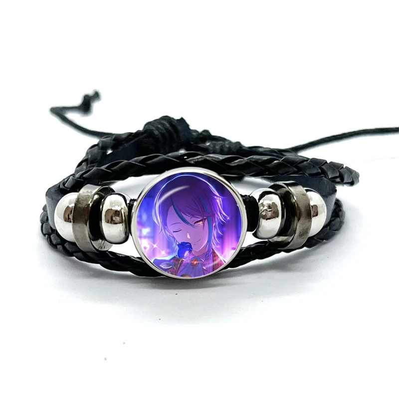 Project SEKAI Anime Wonderlands&times;Showtime Kamishiro Rui Leather Bracelets Glass Multilayer Braided Bracelets Bangles Jewelry Gift bangle bracelet leather bracelets