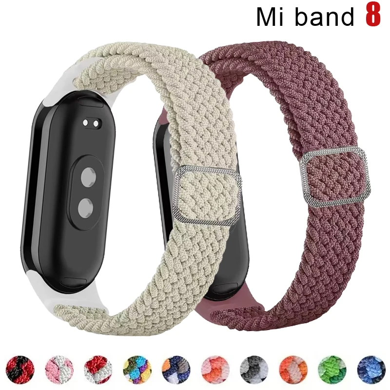 

Braided Strap for Xiaomi Mi Band 8 Elastic Nylon Solo Loop Adjustable Watchbands Replacement correa bracelet for Miband 8 NFC