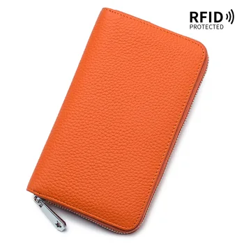 Women's Wallet Genuine Leather Clutch Male Men's Clutch Passport Passbook Bag Multiple Compartments Long Wallets Purse Money Bag - Image 6