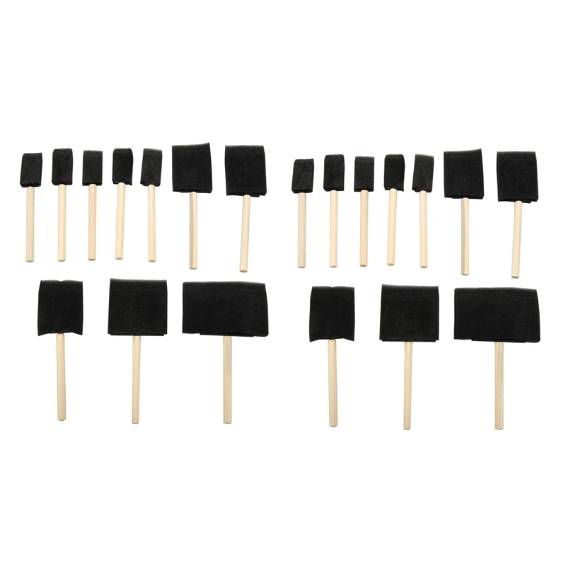 Foam Brush Painting Sponge Tool With Hardwood Handles Pack Of 20