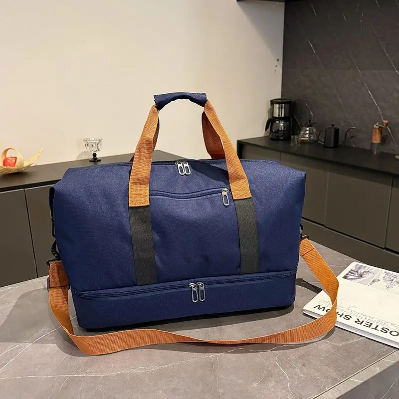 Portable Travel Gym Bag with Shoe Compartment and Shoulder Strap