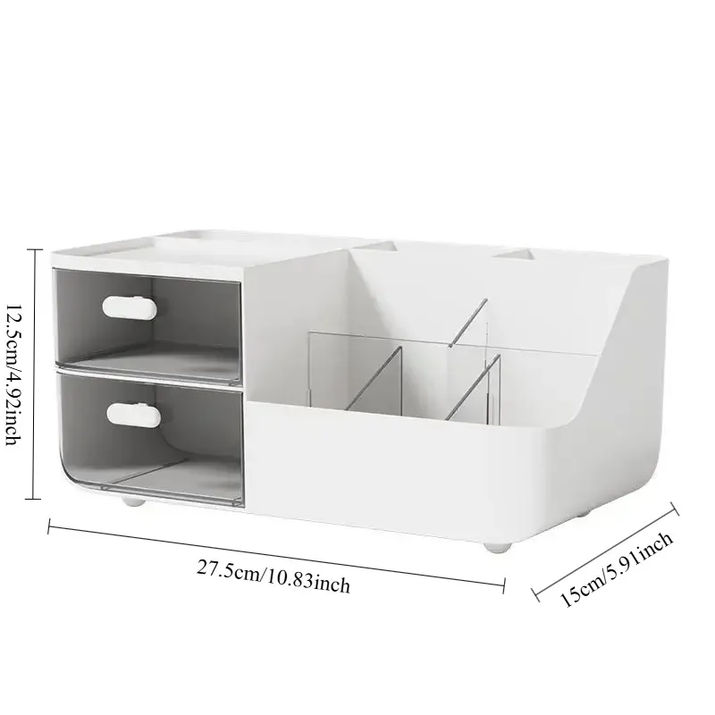 Organizer da scrivania a cassetto, contenitore multi-scomparto per cosmetici e cancelleria, scaffale organizer per ufficio, studio e camera da letto - immagine 6