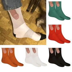 2023 Novelty Funny Sock Joke Exposed Prank Printing Christmas Gift New Show Off Funny Colorful Socks Sexy Socks