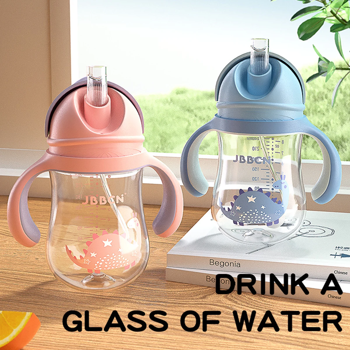 Baby bottle 1-3-2 Over the age of large capacity drop resistant with straw handle brand bottle drinking water 1PC