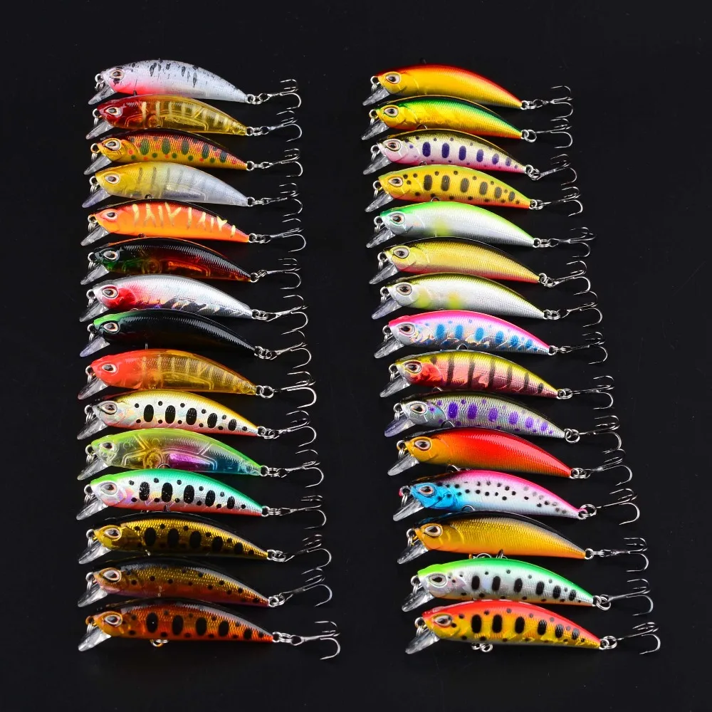 30 Stücke Minnow Angeln Minnow Wobbler Künstliche Angelköder Tackle Für Barsch Bass – Detail 2