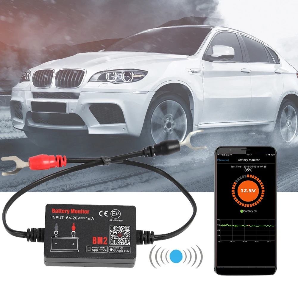 12V 자동차 BM2 배터리 테스터 모니터 블루투스 4.0 자동차 차량 납 산성 리튬 배터리 분석기 수리 진단 도구