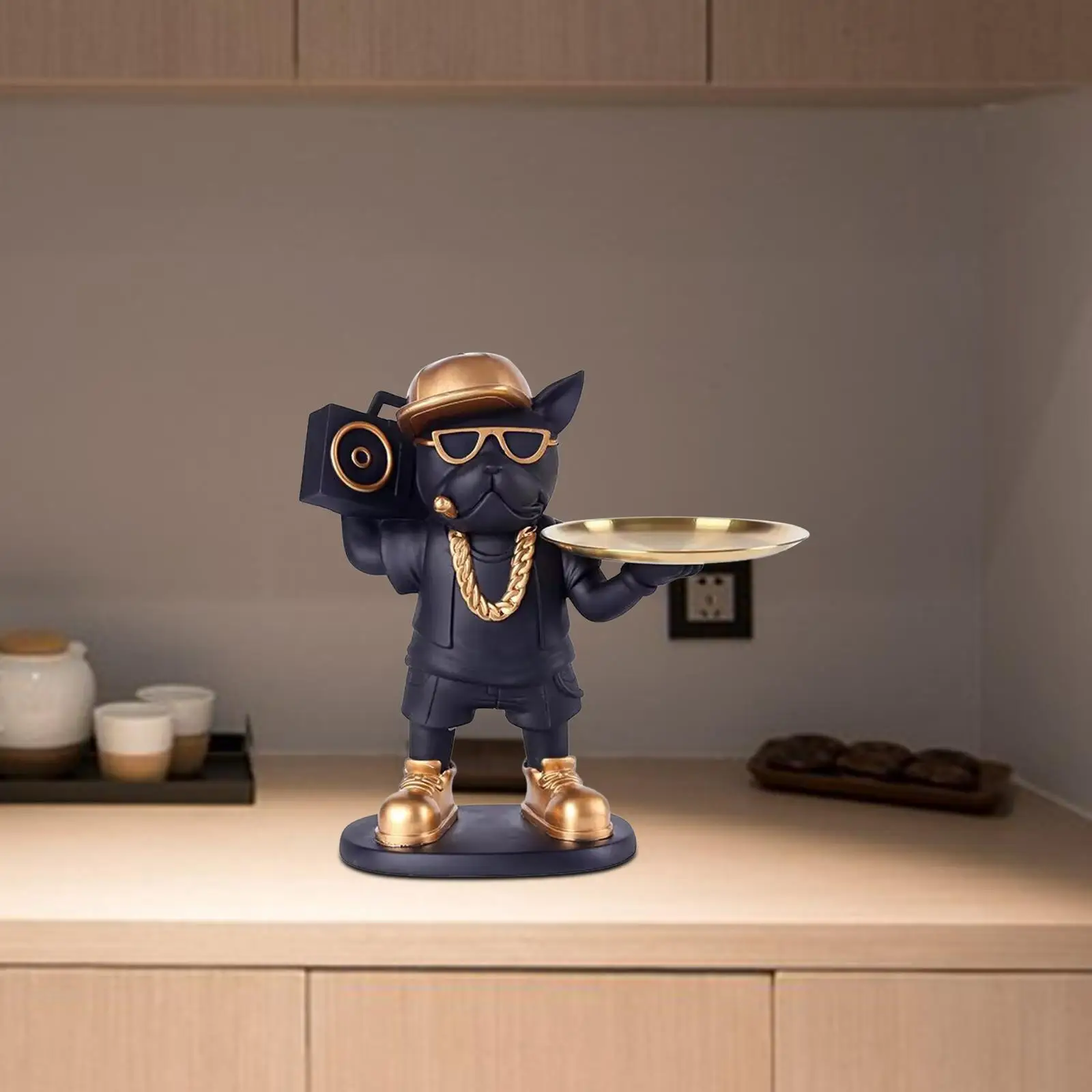 Jewelry Trinket Tray Candy Desktop Animal Figurine Dog Statue Storage Box for Entrance Living Room Countertop Cabinet Office