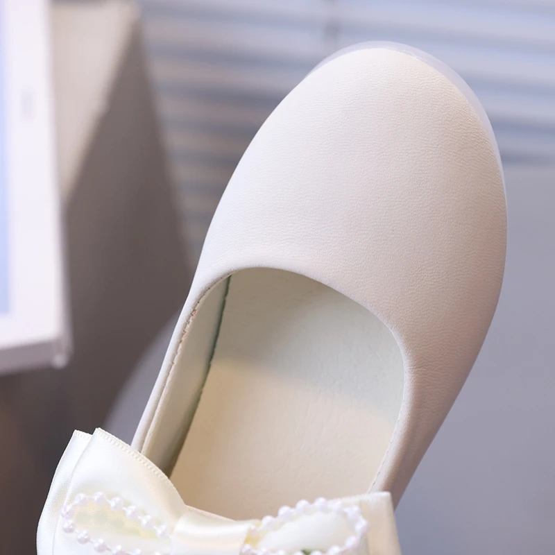 Kids PU Leather Shoes Girls Princess Shoes Baby Girl Simple Flower Bowknot Flats Mary Janes Child Baby Toddlers Baptism