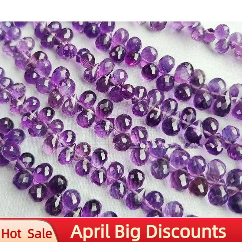 

Natural Amethyst Faceted Loose Beads Water drop shape Gemstone Bracelet Or Necklace For DIY Jewellery Making For Men And Women
