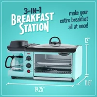 Nostalgia 3-in-1 Breakfast Station - Includes Coffee Maker, Non-Stick Griddle, and 4-Slice Toaster Oven - Breakfast Maker 2