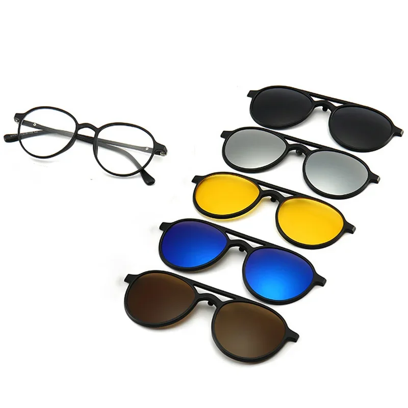 Vintage Round Polarized Clip On Sunglasses Men Women