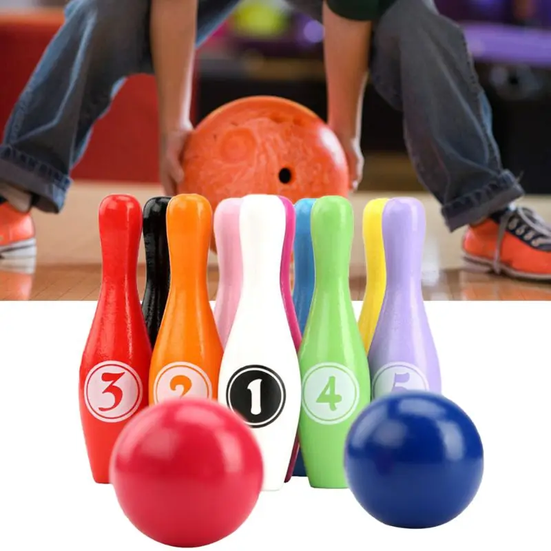 12x/Set Wooden Color Bowling for Indoor and Outdoor 10 Pins Bowling