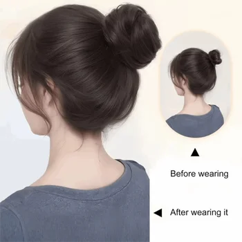 Fermaglio per capelli sintetico in panino per capelli Texture dritta Ciambella disordinata Updo Mini cerchio Clip elastiche Panino a forma di nido d'uccello