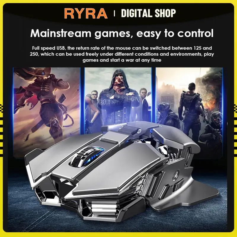 

RYRA Wireless mouse 2.4 GHz Ergonomic Mice Mouse 1600 DPI USB Receiver 7 keys Optical Computer Gaming ABS + metal Mute Mouse