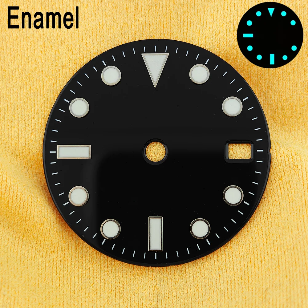 Enhanced Blue Luminous Watch Dial with Calendar - 28.5mm for Face Modification Parts