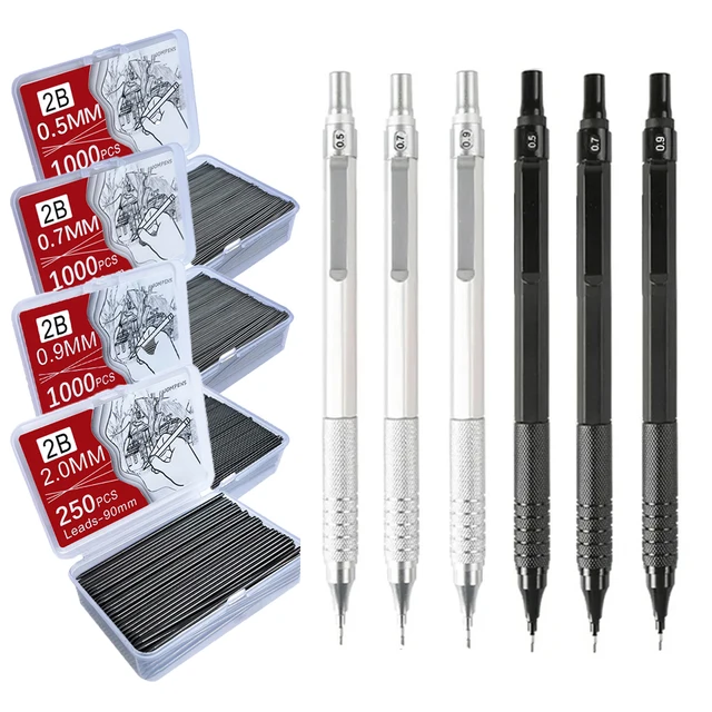 Metal Mechanical Pencil Low Center of Gravity Retractable Nib Automatic Pencil Painting Writing Office School Stationery 1