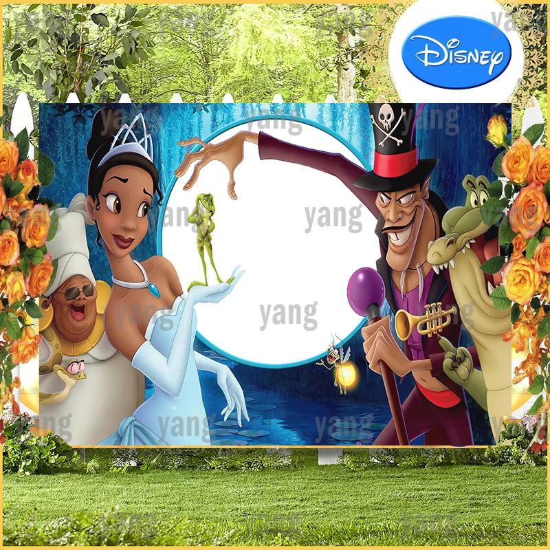 Disney Firefly Night Forest Buon Compleanno Sfondo Baby Shower Girls Princess Tiana And The Frog Party Round Mirror Background