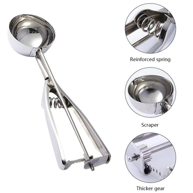 3/4/5cm Stainless Steel Ice Cream Scoop Stack Spoon with Trigger