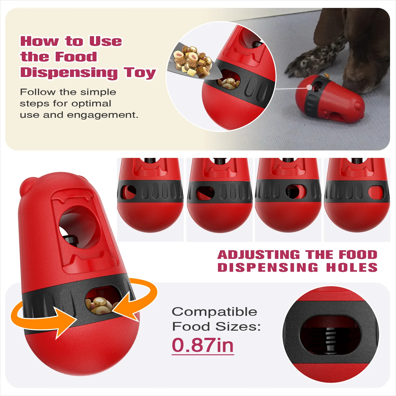 Bully Stick Holder Dog Toy Slow Feeder Ball Food Dispensing Toy for Small Medium Dogs Irregular Rolling Design Dog Toys 2