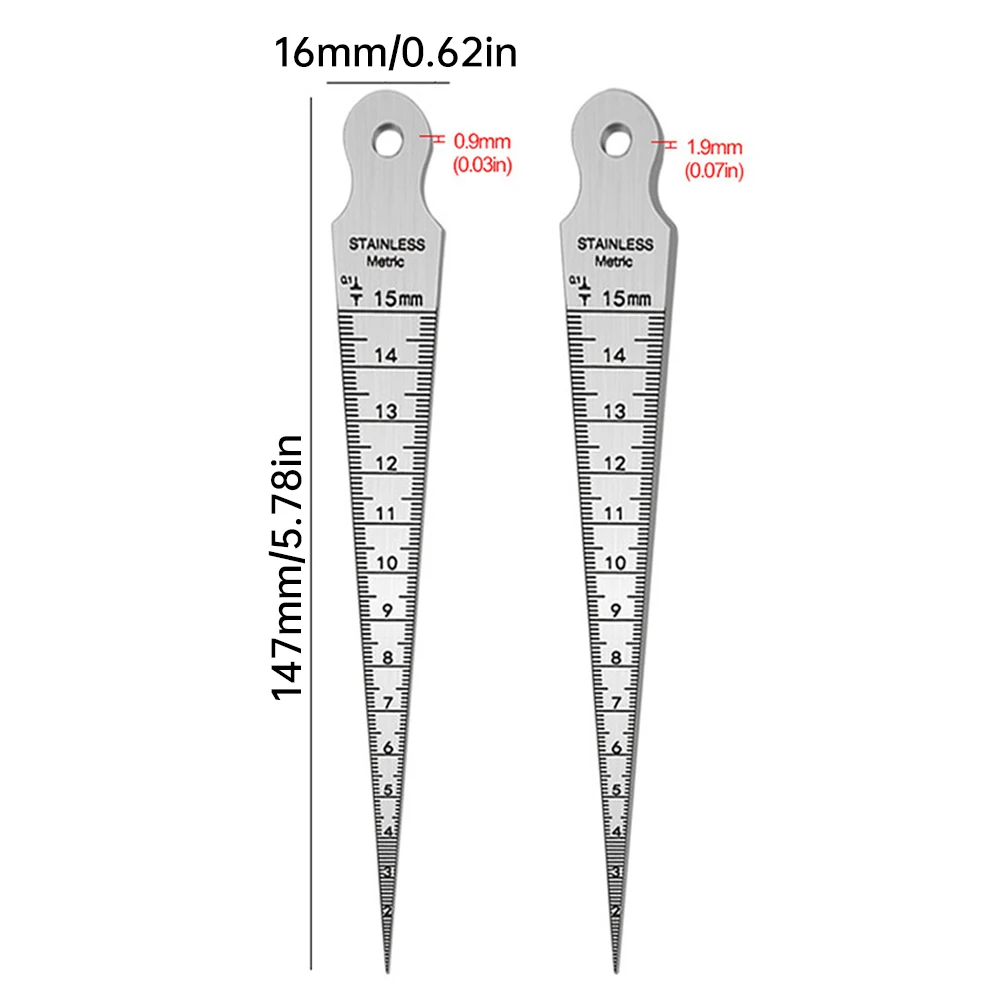 1-15mm Wedge feeler Gap Hole Taper Gauge Stainless Steel Ruler Welding Inspection Taper Gauge Metric Imperial Measure Tool