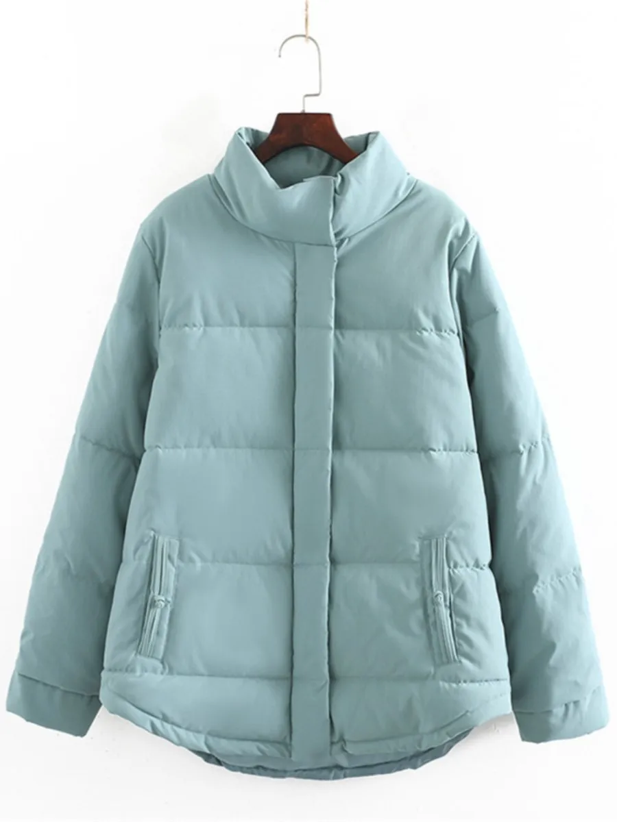 

Парка женская зимняя трапециевидная с воротником-стойкой и хлопковой подкладкой