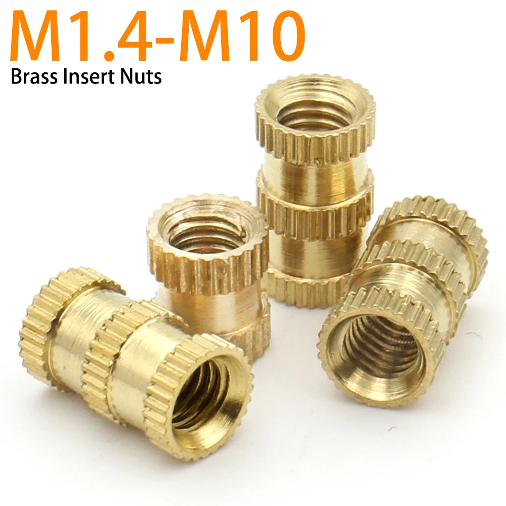 20/50/100pcs M1.4 M1.6 M2 M2.5 M3 M4 M5 M6 M8 M10 Brass Insert Nut Injection Molding Brass Knurled Thread Inserts Nuts
