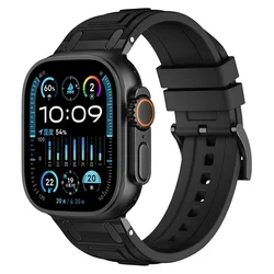 Premium Silicone Sport Watch Band Bracelet Replacement Strap for 42mm 44mm 45mm (Black A)