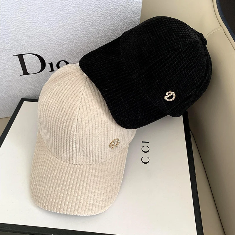 

2023 New Men's Women's Winter Warm Baseball Caps Letter D Embroidery Male Female Visor Snapback Caps New Fashion