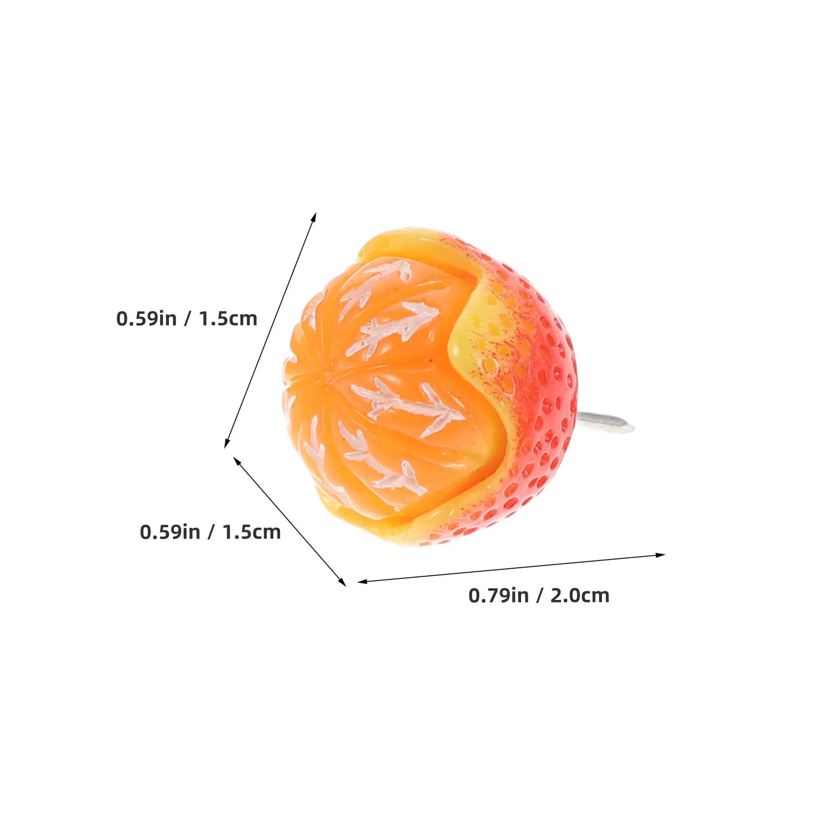 15Pcs 오렌지 압정 과일 푸시핀 코르크 보드 화이트보드 게시판 지도 사진 메모용 창의적인 레진 장 압정