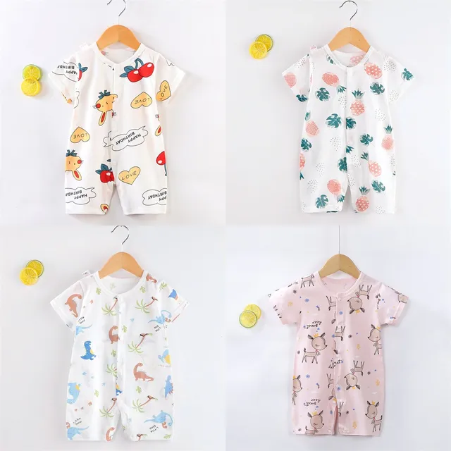 Vêtements d'été pour bébés de 0 à 24 mois, combinaison imprimée à la mode, Costume mignon pour enfants en coton, vêtements d'escalade à manches courtes 1