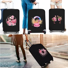 Thick Elastic Luggage Protective Cover Suit for 18-28 Inch Bag Suitcase Covers Trolley Cover Flamingo Printed Travel Accessories tanie tanio CN (pochodzenie) Elastyczna tkanina AKCESORIA PODRÓŻNE 200g POKROWIEC NA BAGAŻ elastic fabric Nadruki z zwierzętami