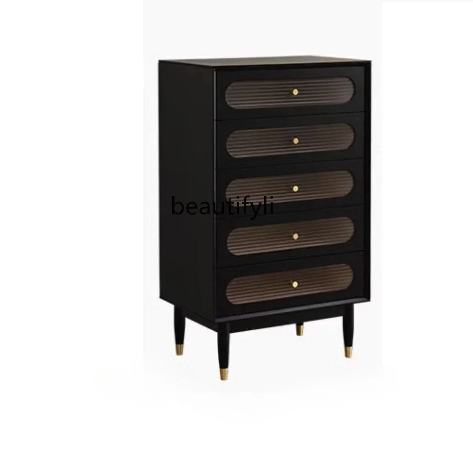 

Chest of Drawers Solid Wood Chest of Drawers Modern Storage Cabinet Living Room Simple Storage Cabinet Glass Door