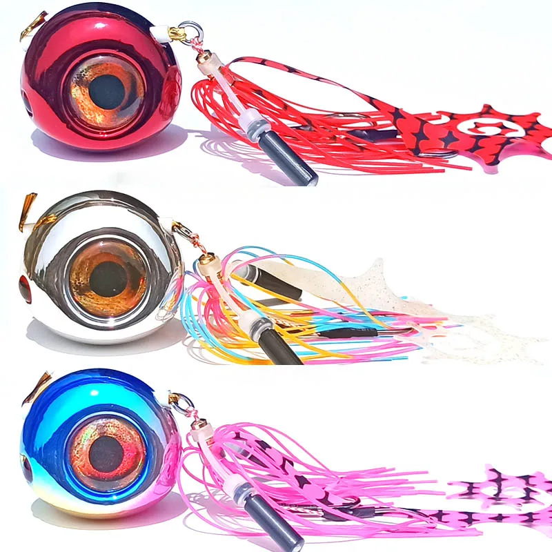 Fishing Lures 1PC 40g60g80g100g120g150g200g Head with Skirt Jigging Lure Metal Glow Kabura Pesca Slider Snapper Sea Bream Jig Hard Bait