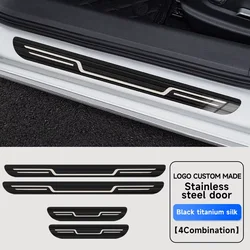Premium Stainless Steel Car Door Sill Protector Cover - Stylish & Durable Exterior Accessory (Black brushed)