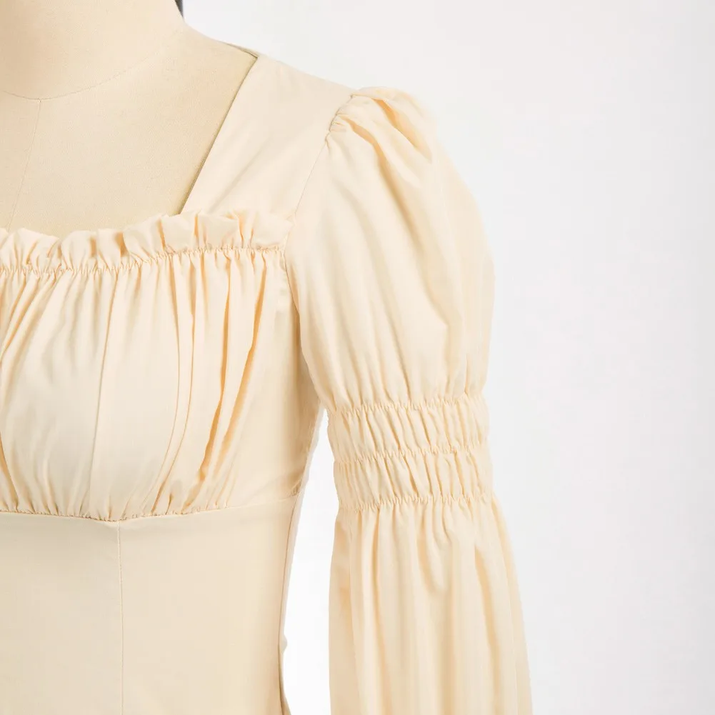 SD Women's Steampunk Renaissance Blouse Gothic Peasant Long Sleeve Square Neck Lolita Tops Boho Ruffle Pleated Bodice Shirts A30