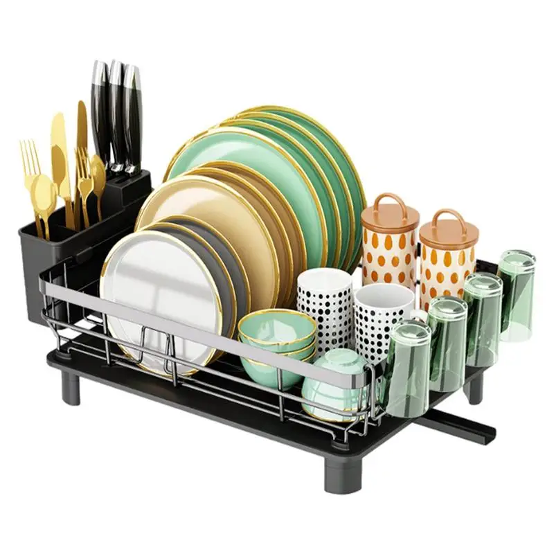 

Dish Drying Rack Kitchen Utensils Drainer Rack With Drain Board Countertop Dinnerware Organizer Kitchen Storage Rack Tools