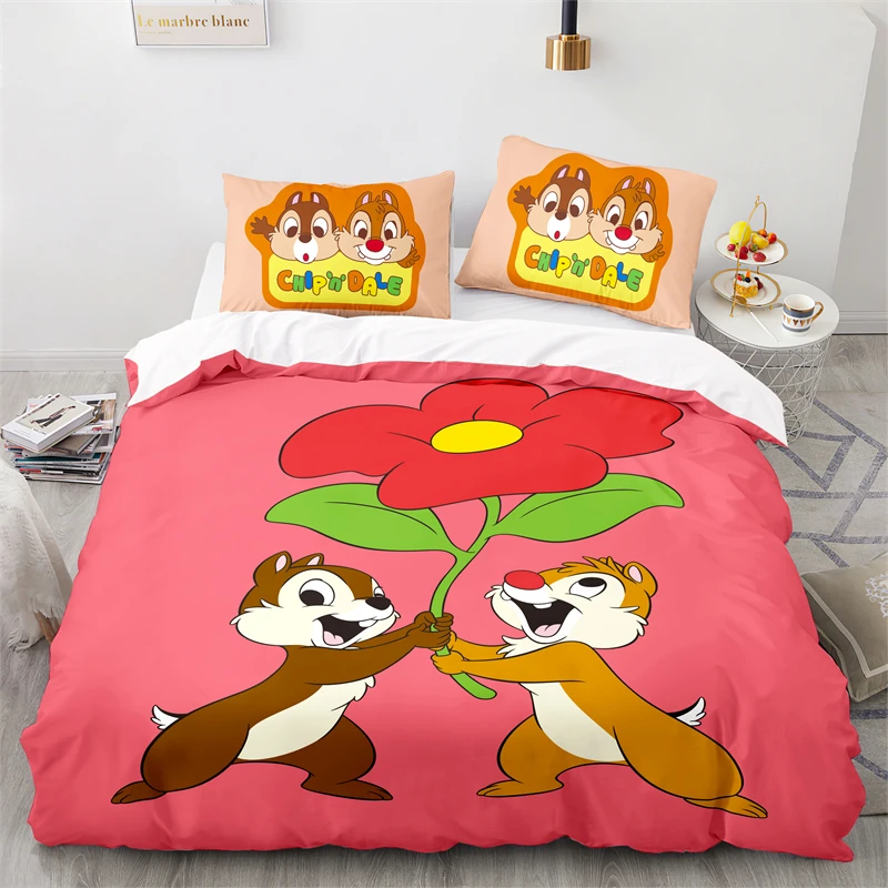 Cute Chip 'n' Dale Character Printed Duvet Cover Set Pillowcase Twin Full Queen King Cartoon 3d Bedding Set Bedclothes Bedding