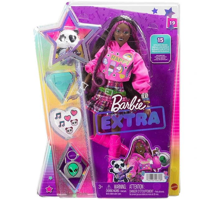 Boneca Barbie Extra Doll Cabelo Cacheado Roxo Jaqueta Xadrez - Alfabay -  Cubo Mágico - Quebra Cabeças - A loja de Profissionais e Colecionadores!