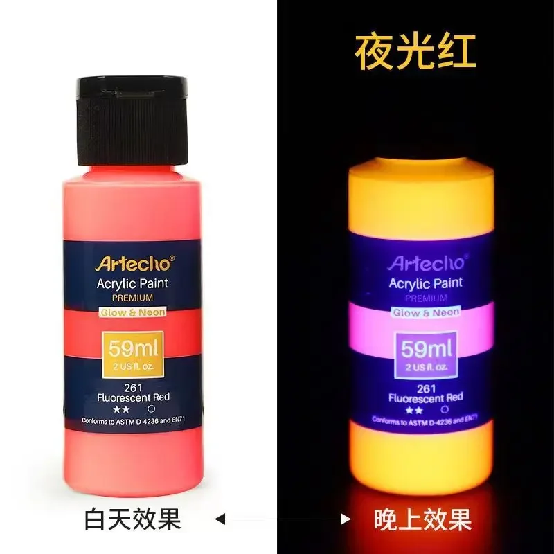 Vibrant Luminous Fluorescent Acrylic Paint - 58ml for DIY Art & Textile Projects