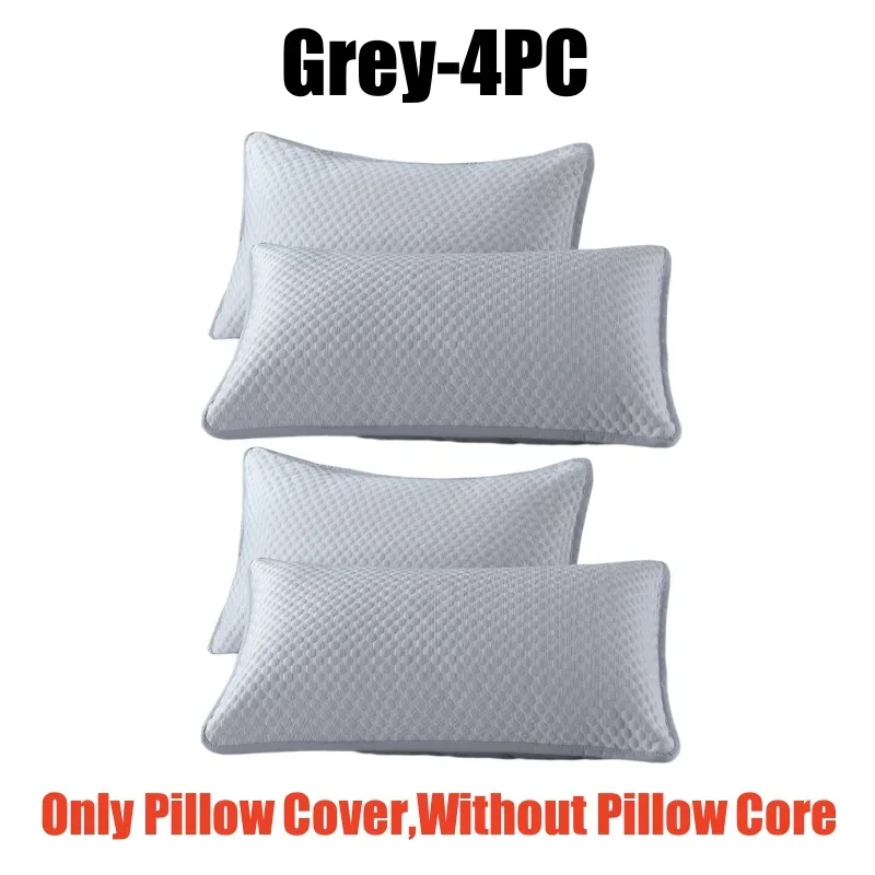 Cooling Ice Silk Pillowcase - Solid Color, Washable Summer Bean Fabric Cover
