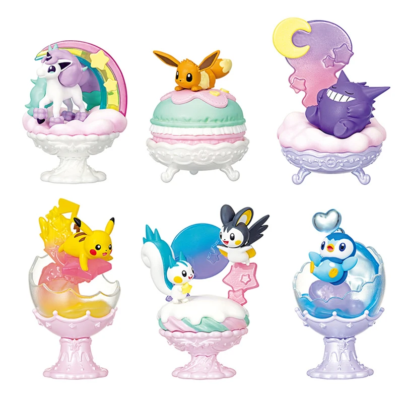 Pokemon Figure Re-Ment Pop'N Sweet Collection Pikachu Eevee Piplup Gengar Galarian Ponyta Pachisu & Emopa Regalo Giocattolo In Pvc