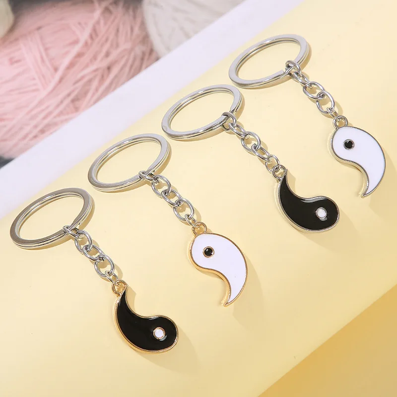 

Chinese Characteristic Bag Accessories Yin Yang Tai Chi Keychain Best Friends Couple Matching Sets For Keyring Gift Metal