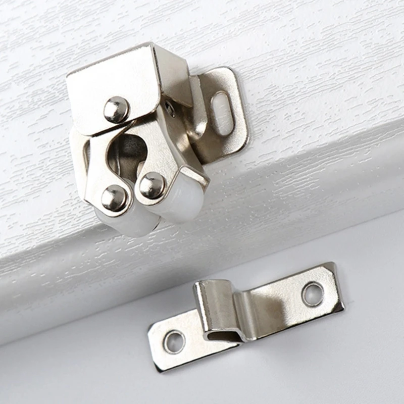 5pcs Double Roller Door Catches Durable Cupboard Cabinet Door Catch with Screws Reliable Twin Roller Closet