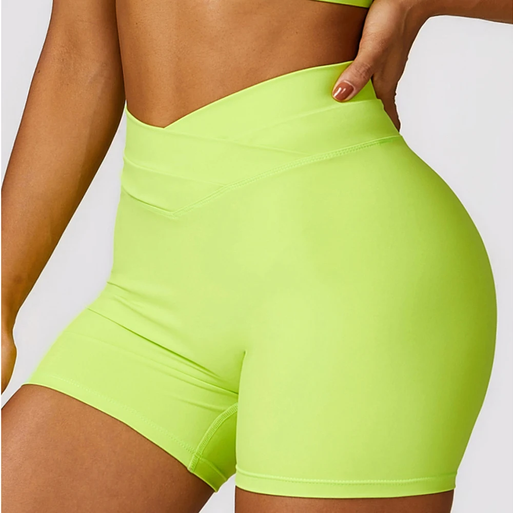 

Women's High Waist Scrunch Yoga Shorts Cross Waist Pocket Yoga Pants Comfort Fitness Gym Tights Squat Proof Naked Feel Leggings
