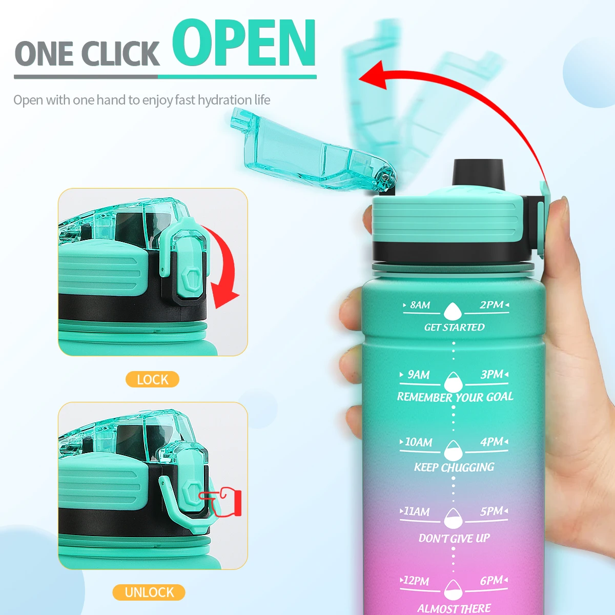 500/700/1000ML Sports Water Bottle With Time Marker Leakproof Portable Drinking Bottle For Outdoor Tour Fitness BPA Free Garrafa