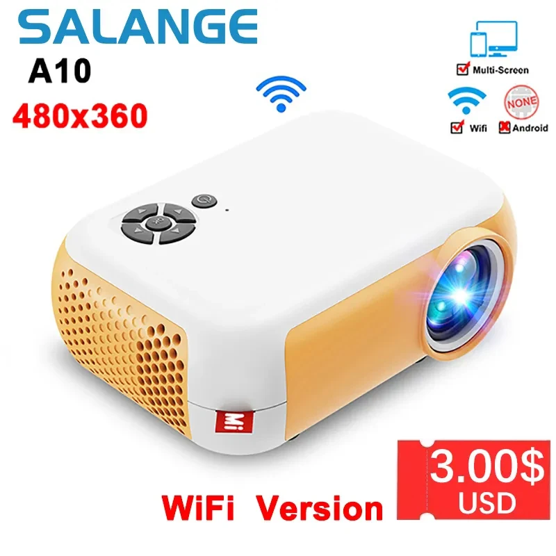 

Salange Mini Projector A10 480*360 Pixel Mini Beamer Support 1080P Portable USB Video Projector for Home Theater Kid Gift Cinema