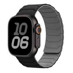 Magnetic Adjustable Smartwatch Strap Bracelet - 44mm Series SE 6 5 4 (Black - gray)
