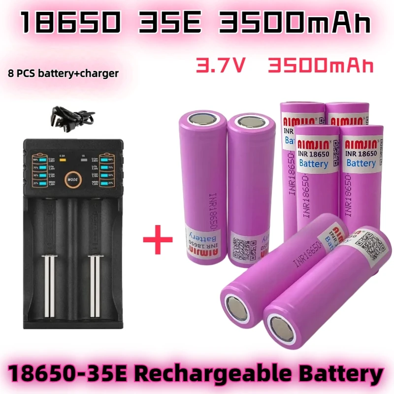 Batteria 3.7V 3500Mah 18650 Per Samsung 35E Inr 18650 20A Batteria Al Litio Lon Sostituzione Batteria Esterna + Caricabatterie
