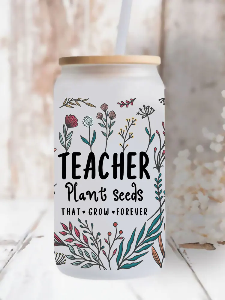 UV DTF Transfer Sticker Teacher For The 16oz Libbey Glasses Wraps Bottles Cup Can DIY Waterproof Decals D13072